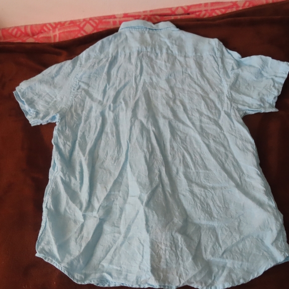 Porter and Ash Shirt Mens XL Blue 100% Linen Button Up Short Sleeve Casual - Picture 4 of 8